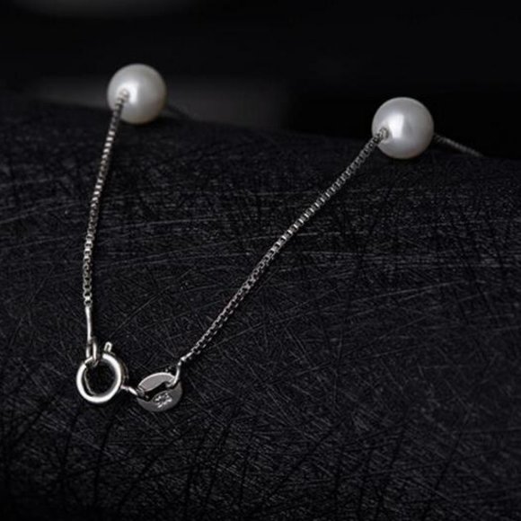 NEW 925 Sterling Silver Pearl Necklace - Picture 8 of 8